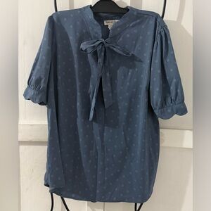 Faith and Joy Blue Polka Dot Blouse